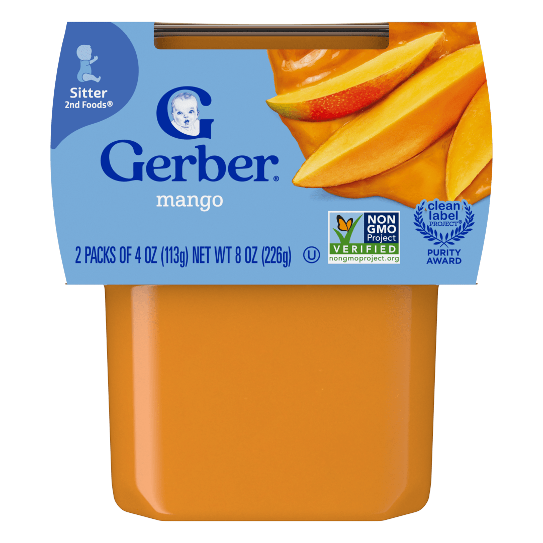 Gerber Stage 2 Baby Food, Mango Puree Tub, Baby Puree, 2PK