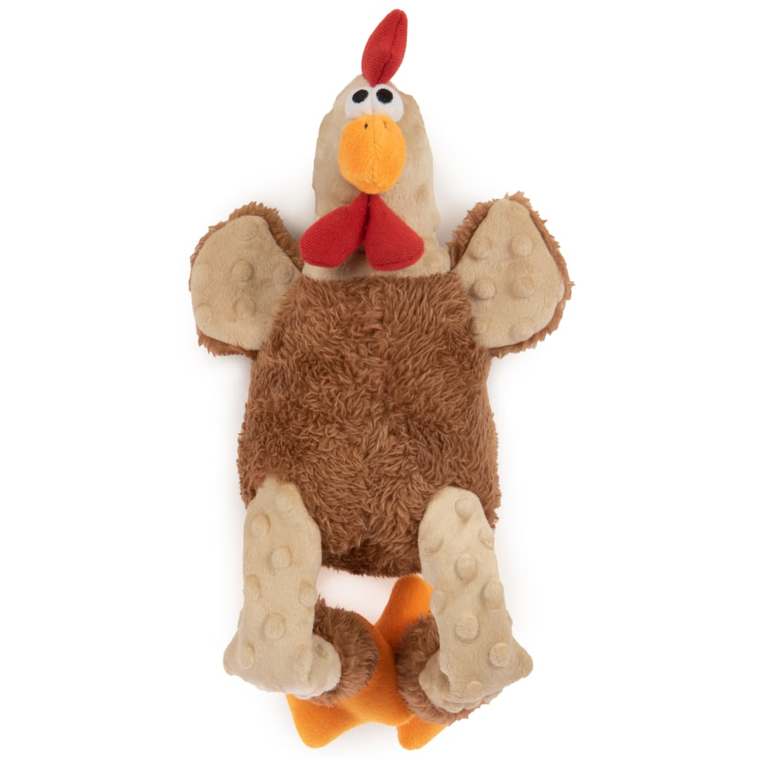 goDog Action Plush Rooster Animated Squeaky Dog Toy With Chew Guard Technology, Brown, One Size