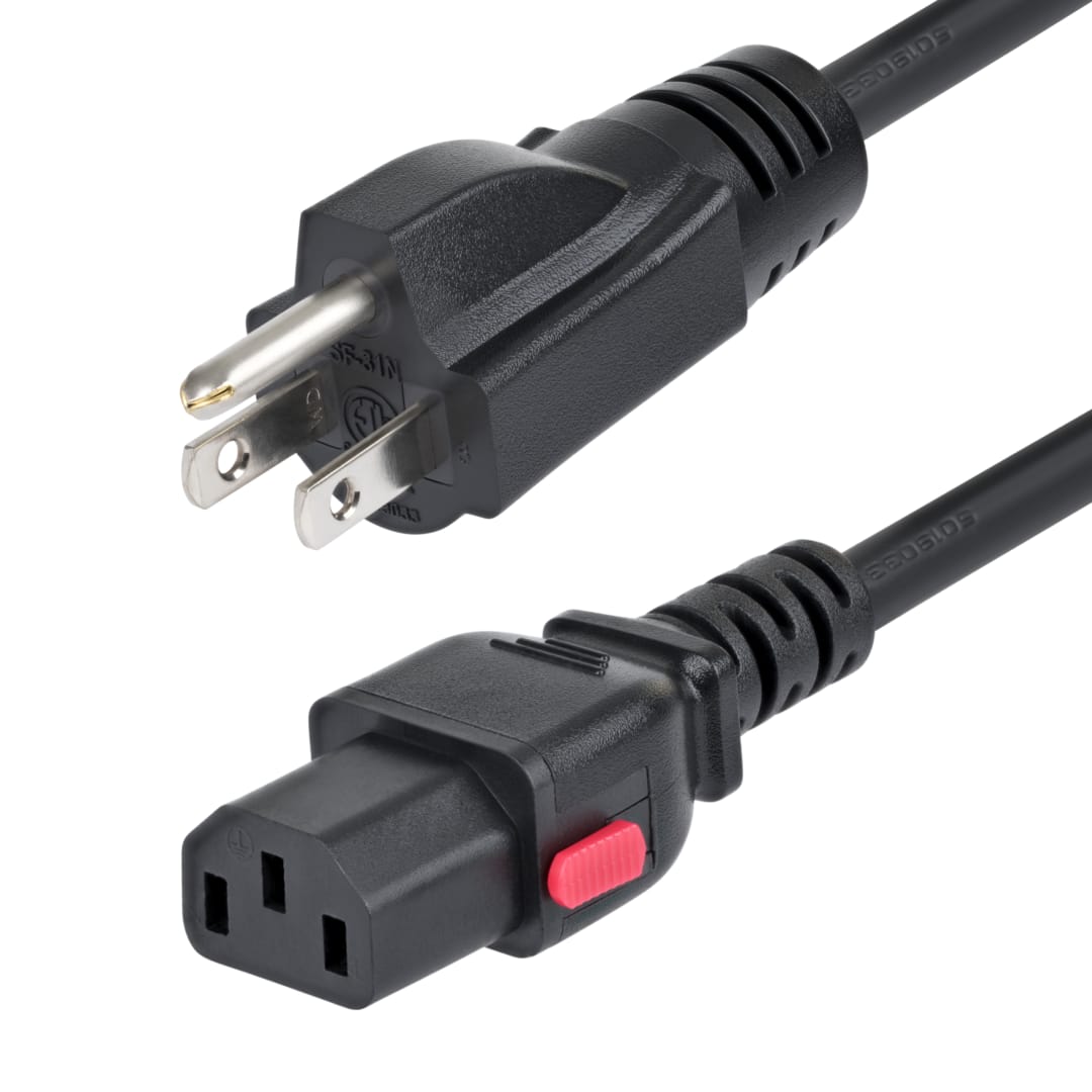 NEMA 5 15P to Locking C13 10A 125V 18AWG 10ft 3m