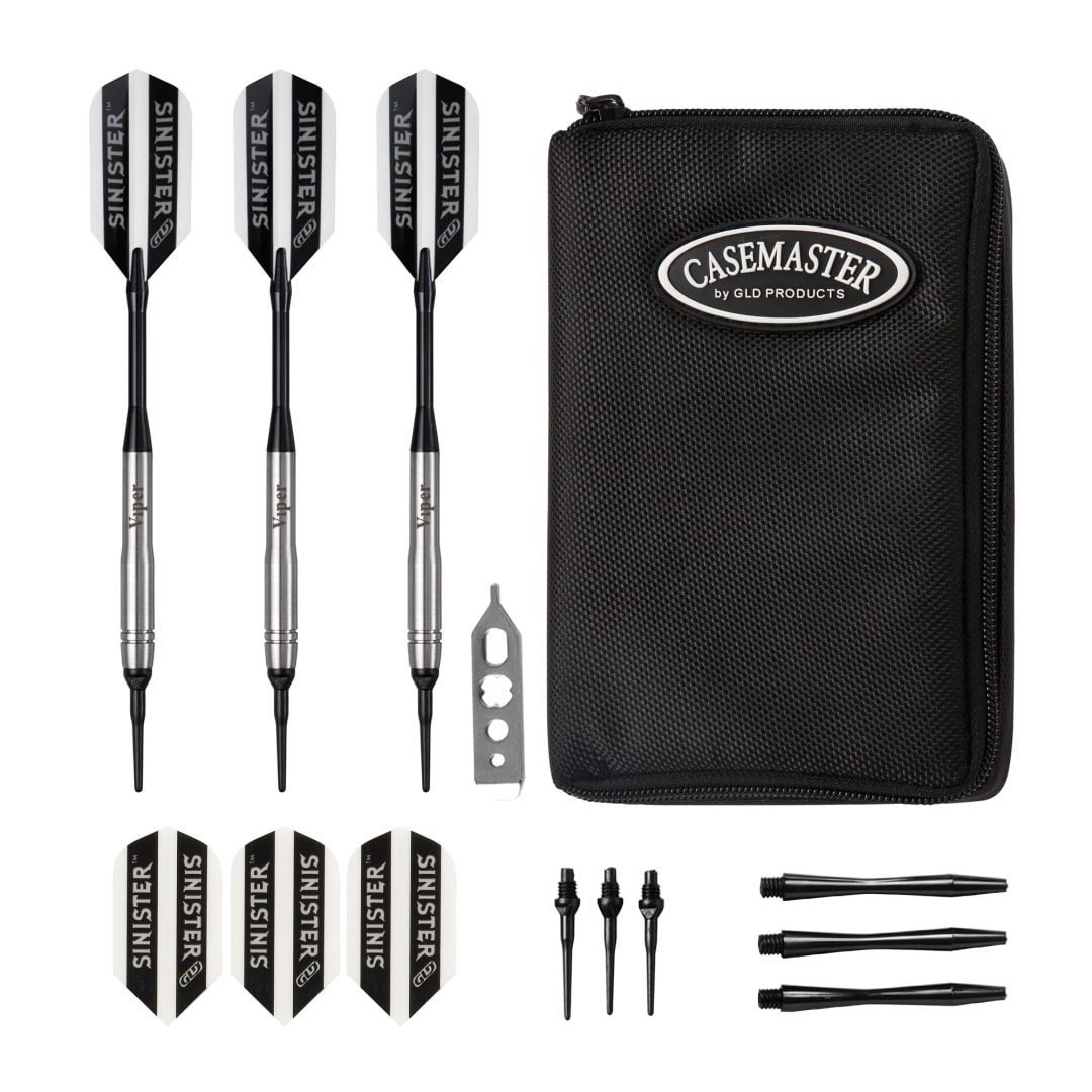 Viper Sinister 95% Tungsten 18 Gram Darts Beveled Barrel & Casemaster Select Black Dart Case