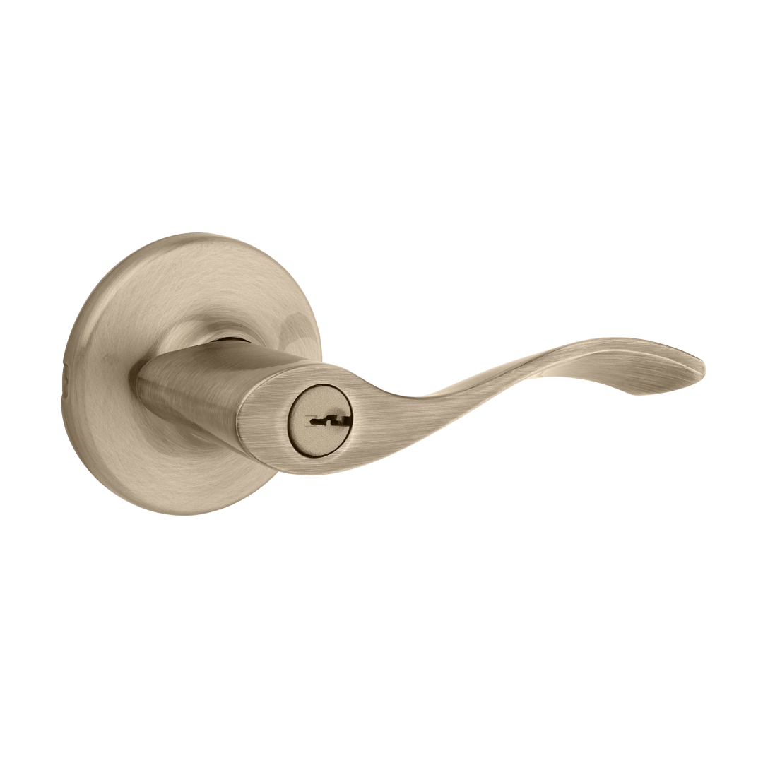 Balboa Round Keyed Entry Lever in Antique Brass