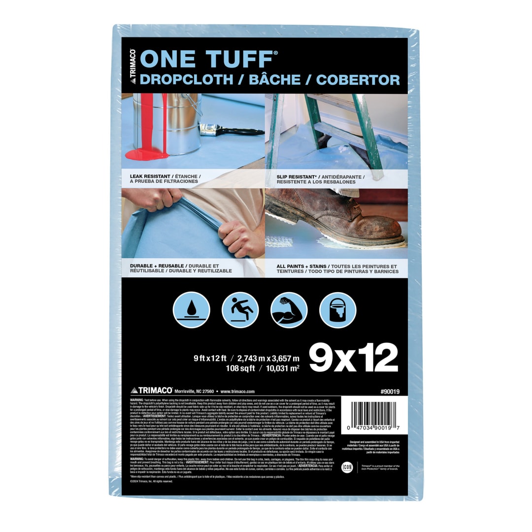 One Tuff ® Coated Dropcloth, 9'x12'