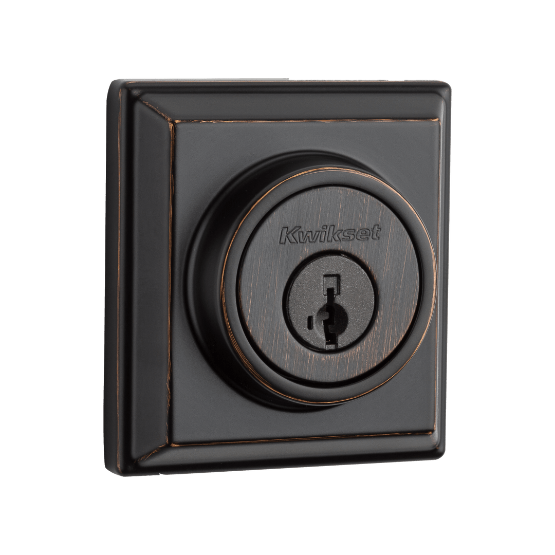 910 Signature Series Contemporary Deadbolt featuring SmartKey Security™ and Home Connect Technology in Venetian Bronze