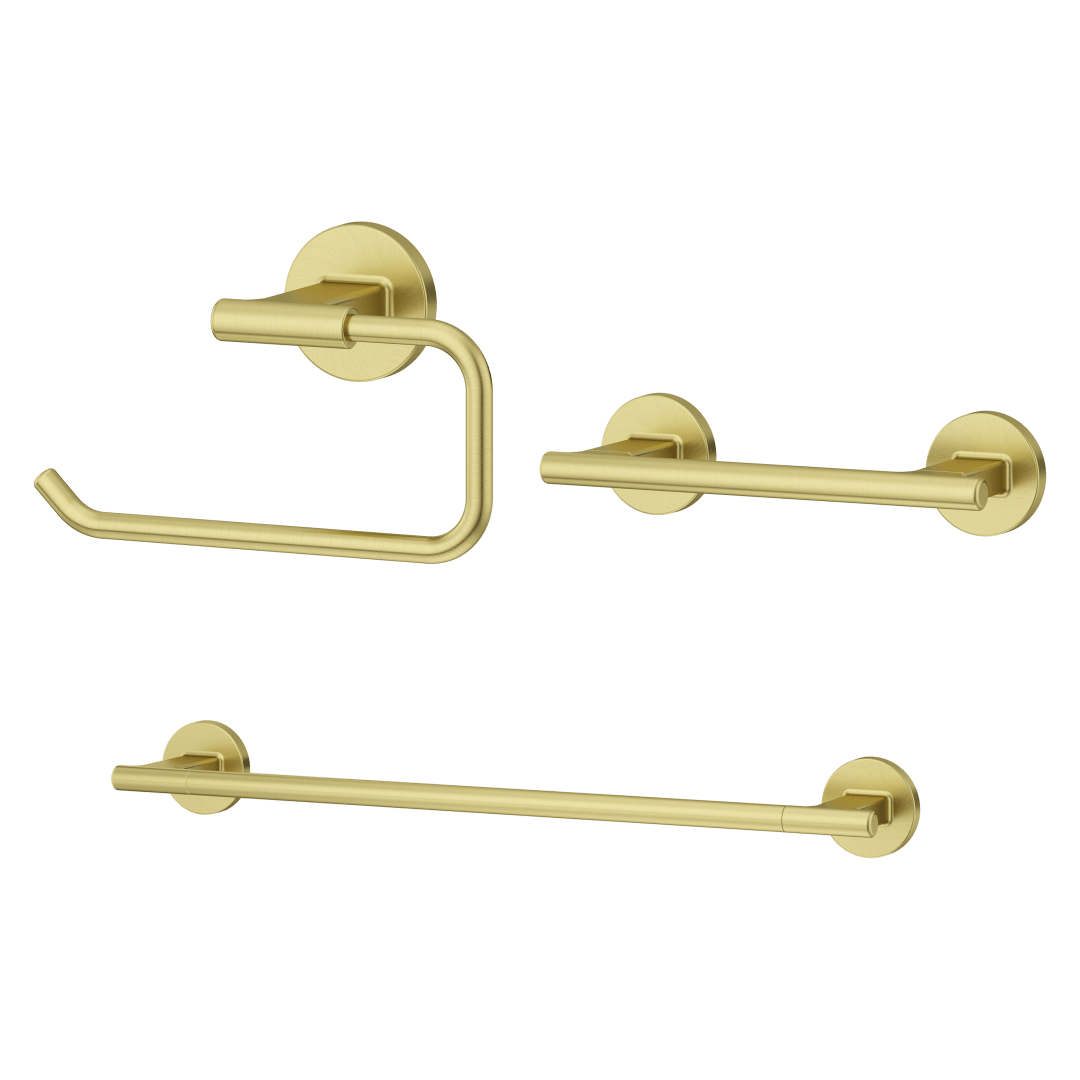 Fullerton 3 Piece Bath Accessory Kit with 18 in. Towel Bar in Brushed Gold