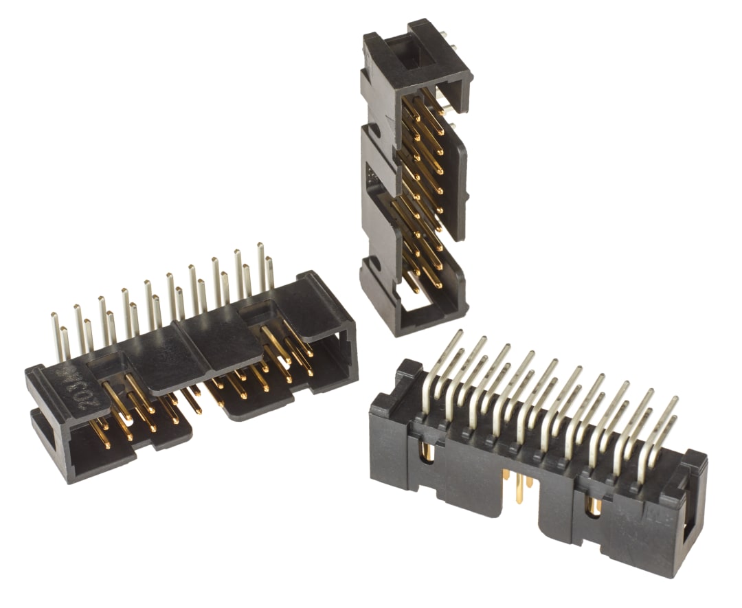 3M™ N2520-5002 RB, Wannenstiftstecker, Low Profile, 90° abgewinkelt, 20-polig, 2500 Serie, 2,54 mm, 0,76 µm Au, Schwarz