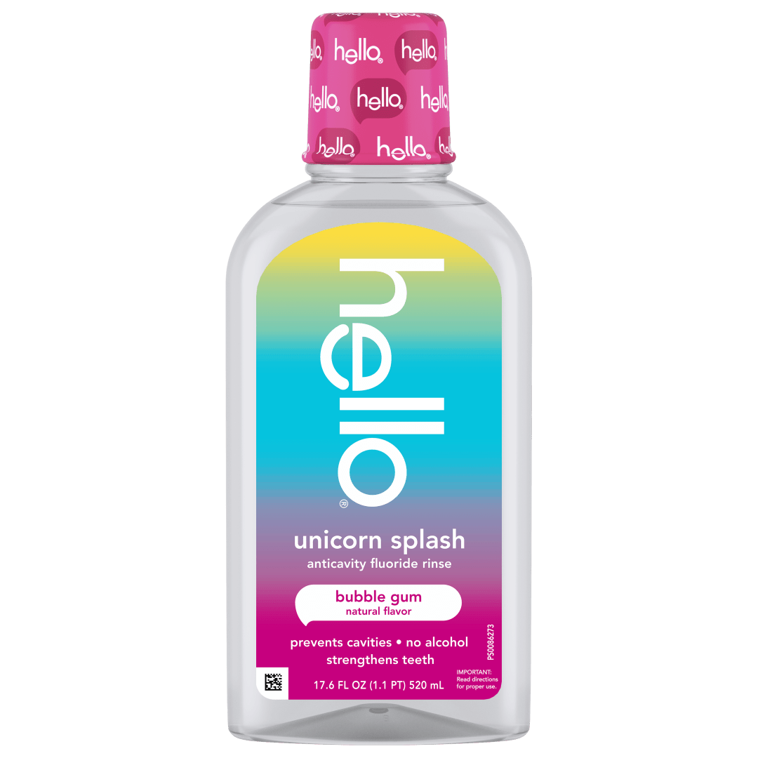 hello Unicorn Splash Kids Mouthwash with Fluoride, Bubble Gum Natural Flavor, 17.6 fl oz