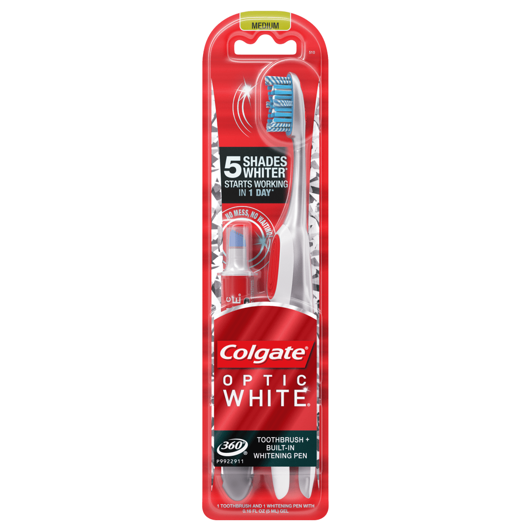 Colgate Optic White Toothbrush and Teeth Whitening Pen, Medium
