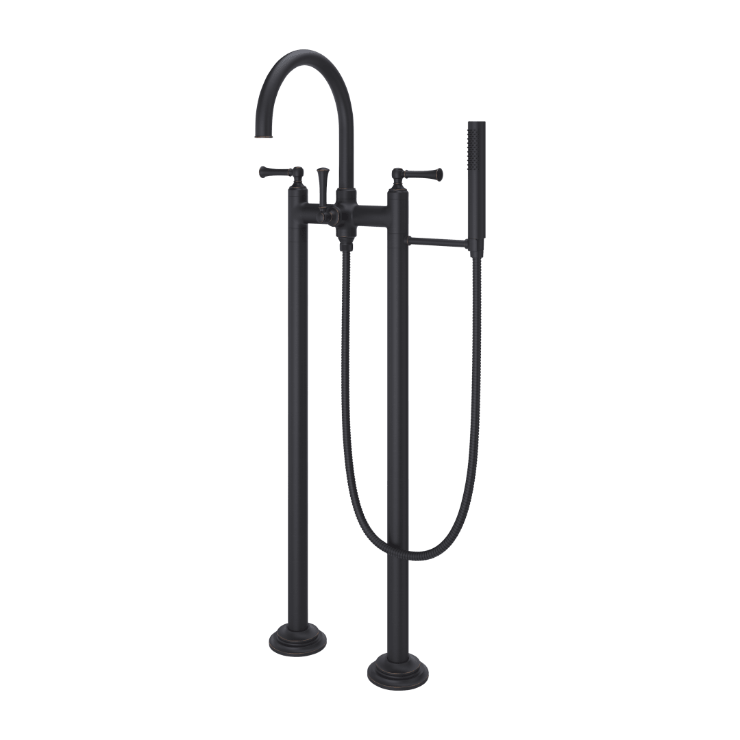 Tisbury Traditional 2-Handle Tub Filler with Hand Shower in Tuscan Bronze