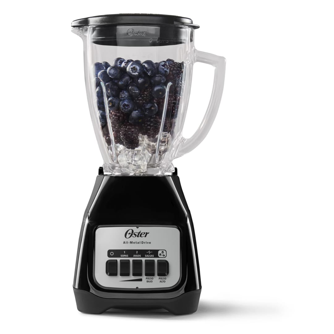 Oster® Licuadora, 2 Velocidades más Pulso, Ideal para Recetas Frias y Calientes, con Vaso de Vidrio, 1.5 Lt, 800 W, Negro, BLSTKAG-BPB