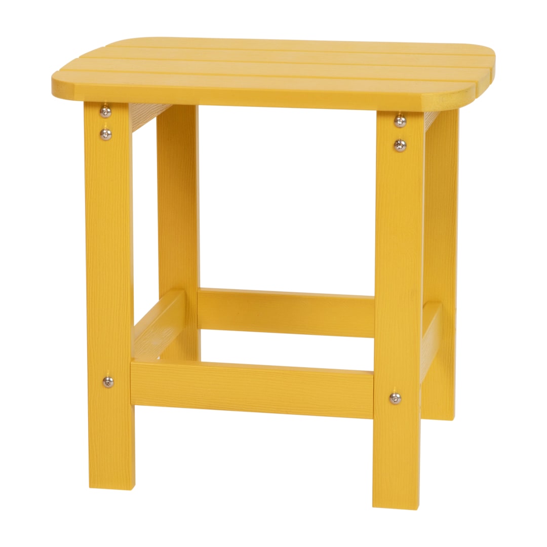 Charlestown All-Weather Poly Resin Wood Commercial Grade Adirondack Side Table in Yellow