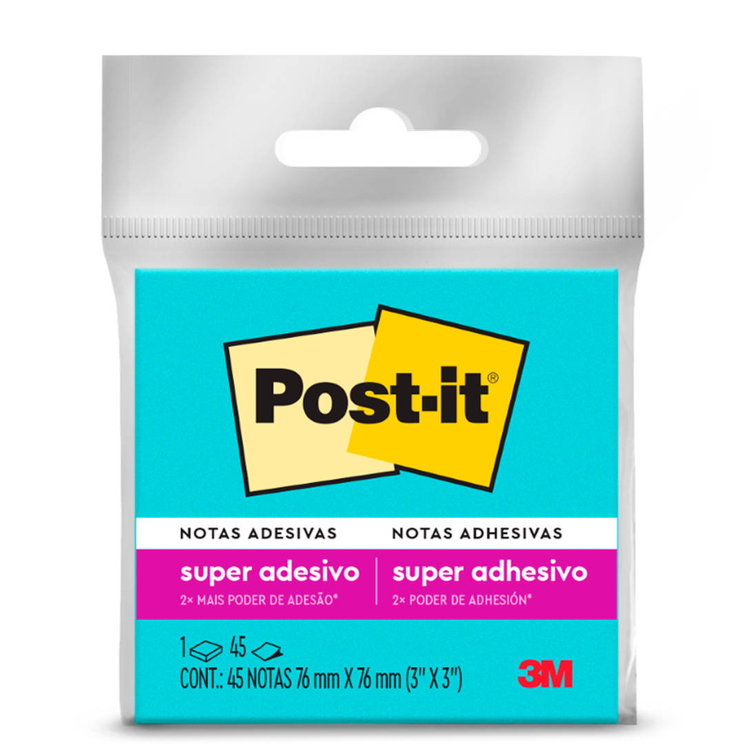 Bloco de Notas Adesivas Post-it®, Azul, 76 mm x 76 mm, 45 Folhas