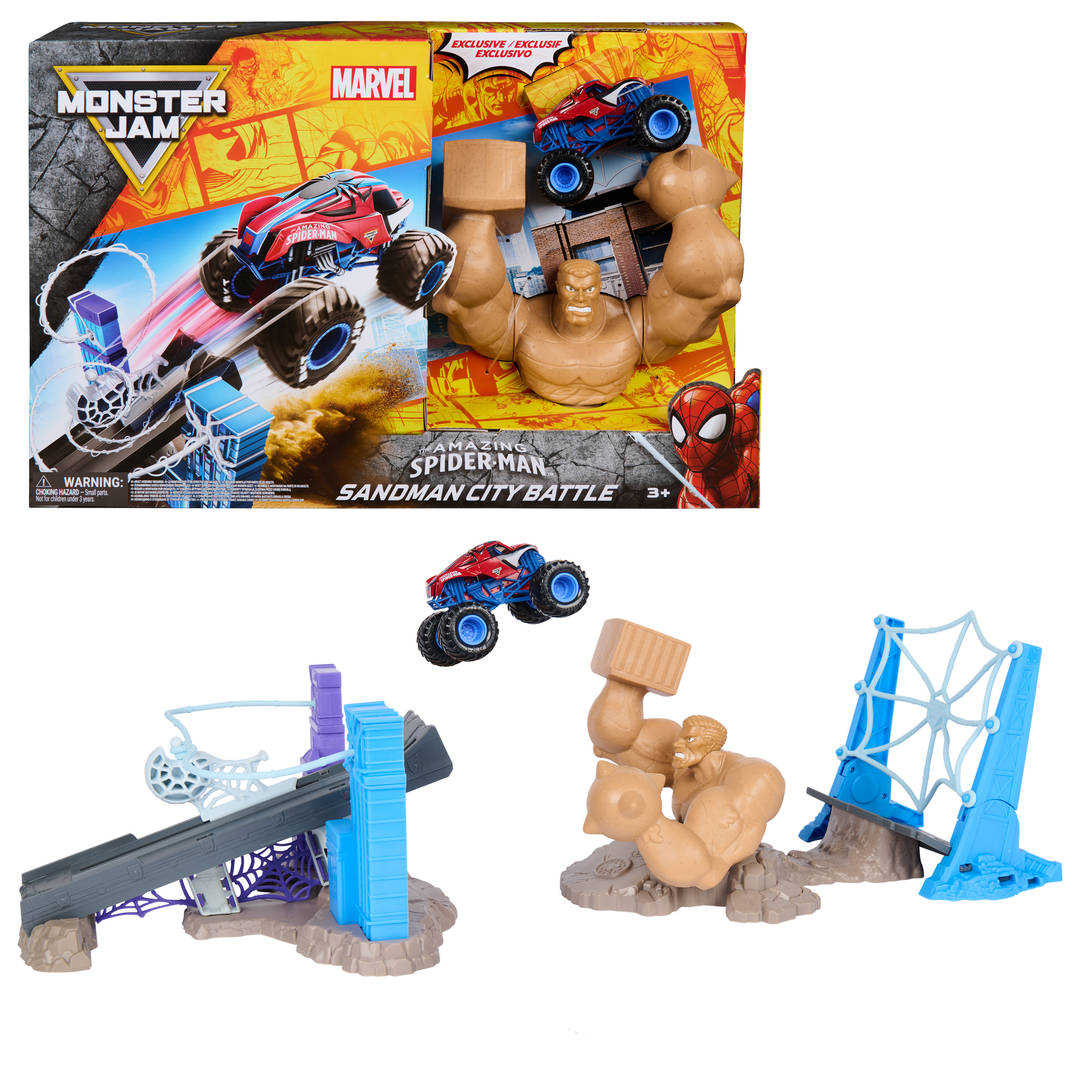 Monster Jam Marvel Spider-Man, Sandman City Battle Monster Truck Playset