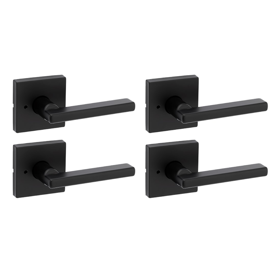 Halifax Square Bed/Bath Door Lever in Matte Black 4 Pack