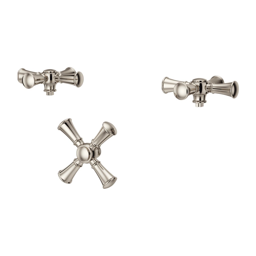Tisbury 3-Handle Tub Filler Cross Handle Kit in Polished Nickel