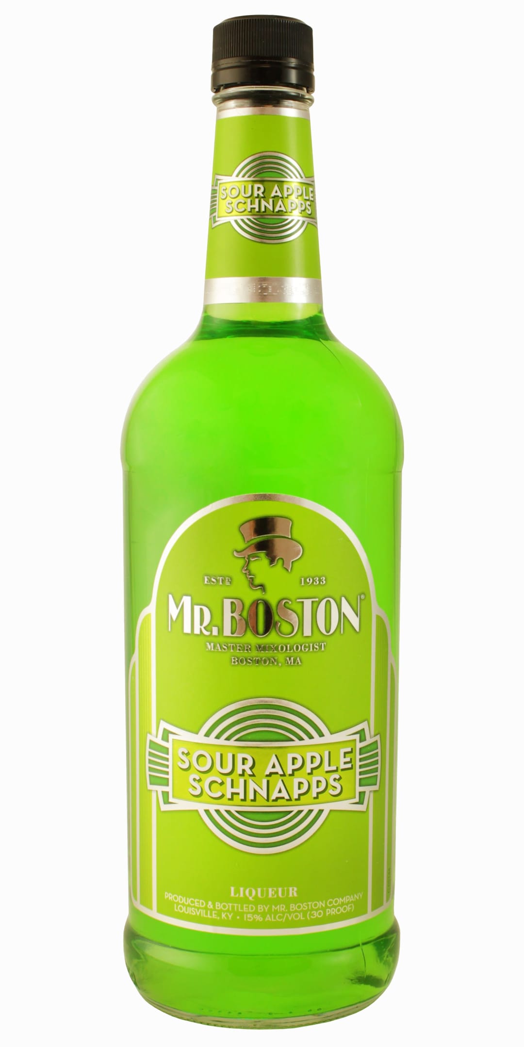 Mr. Boston Sour Apple Schnapps Liqueur 1l 30 Proof