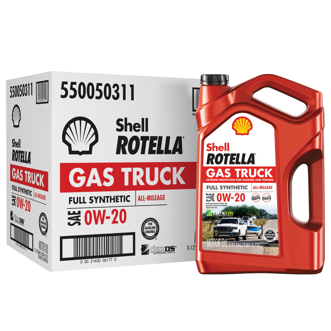 Shell Rotella Gas Truck Full Synthetic 0W-20 Engine Oil for Pickups and SUVs, 5 Quart (Case of 3)