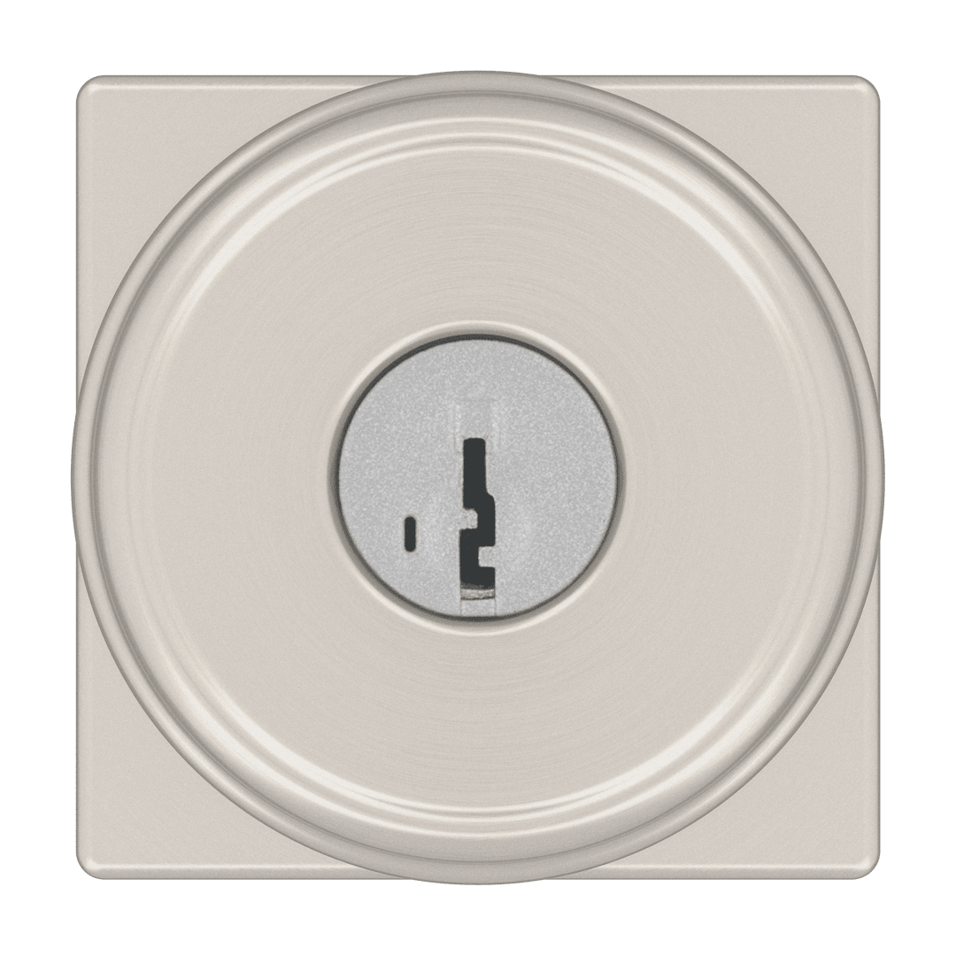 Maven Keyed Entry Knob w/ Square Rose featuring SmartKey Security™ in Satin Nickel