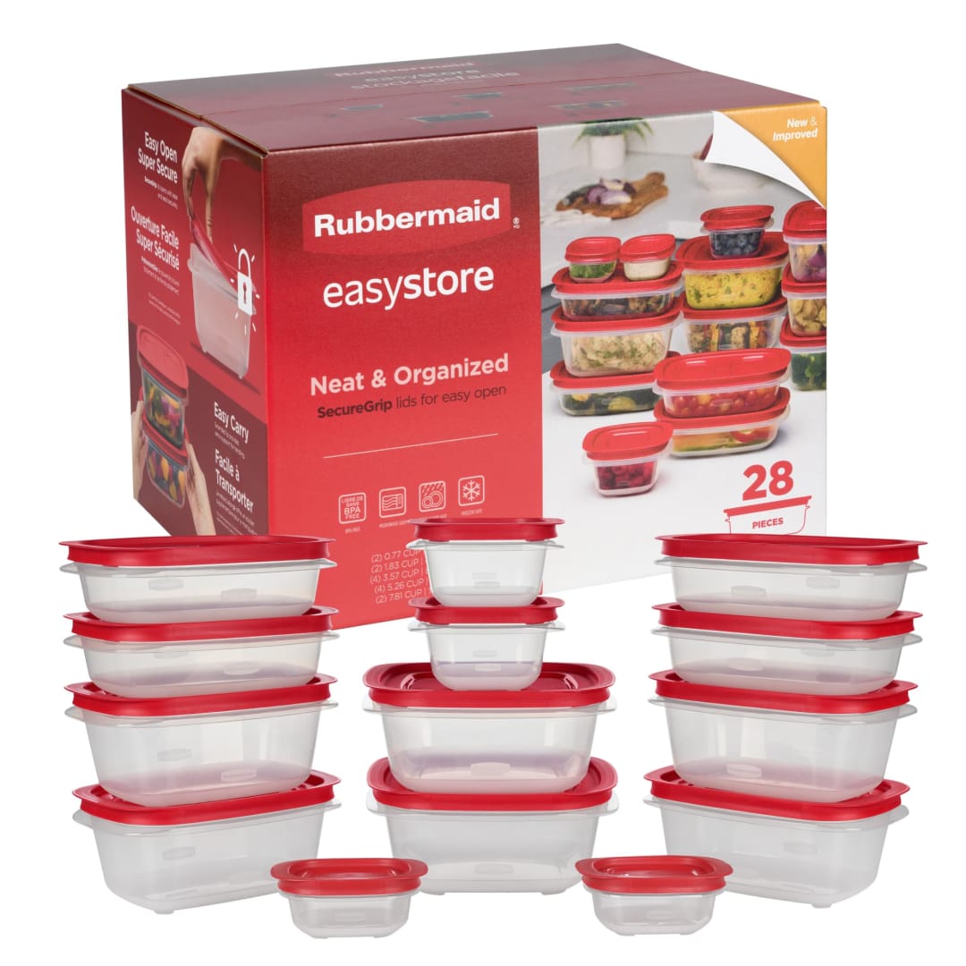 Rubbermaid EasyStore Containers, 28-Piece Set, Food Storage Containers, Food Storage Containers with Lids