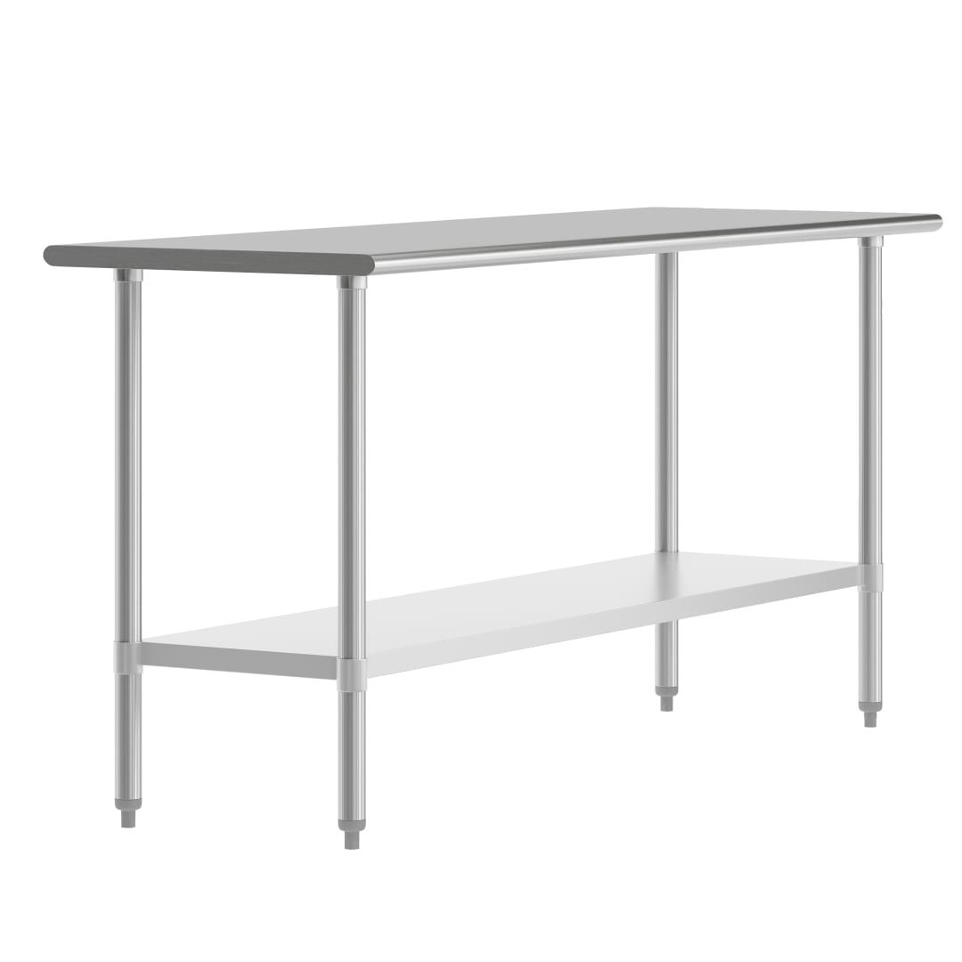Reese 24x72 Portable Prep and Work Table with NSF Certified 18 Gauge Stainless Steel Top Shelf and Adjustable Galvanized Steel Undershelf