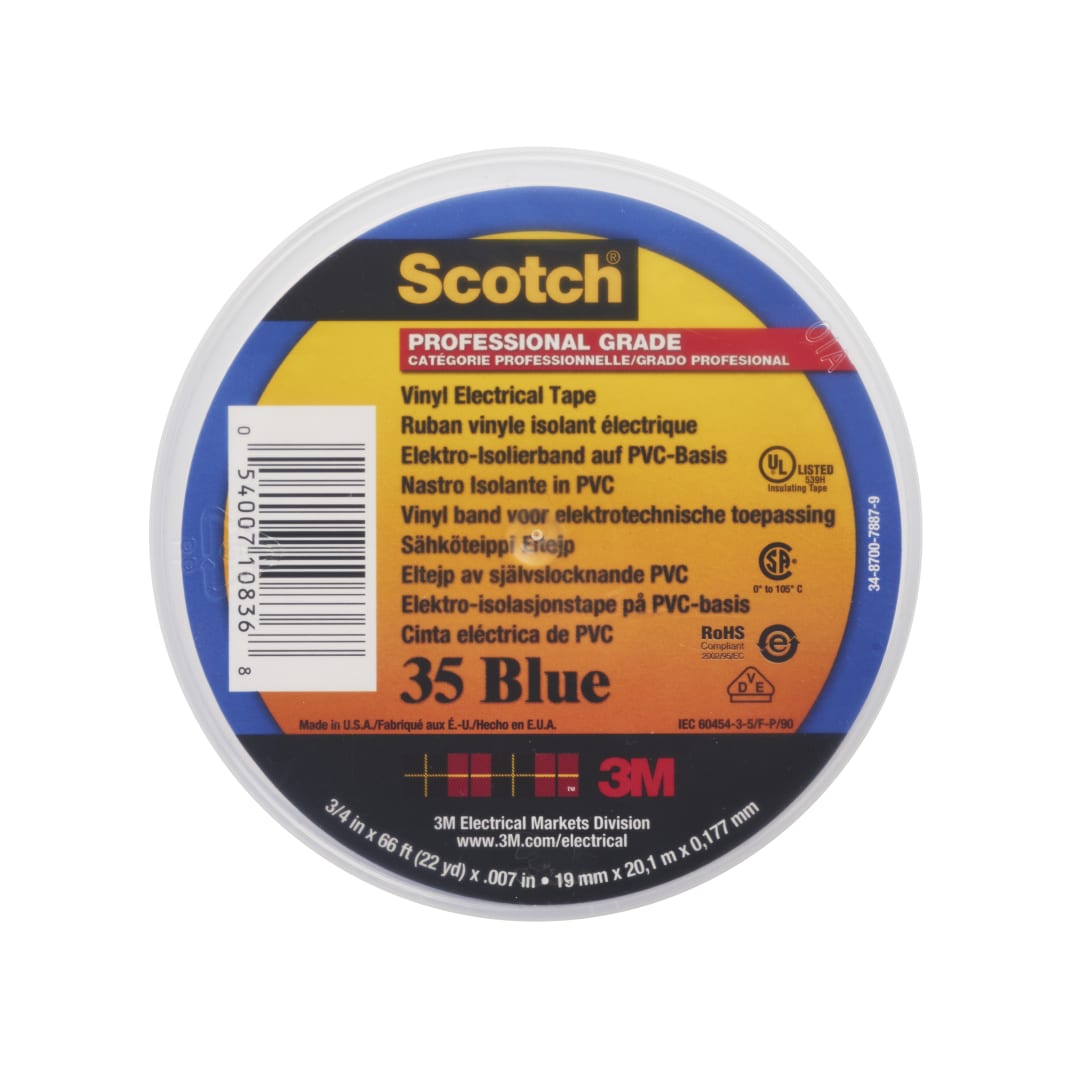 Scotch® 35  Vinil Elektrik Bandı, Mavi 19 mm x 20 m