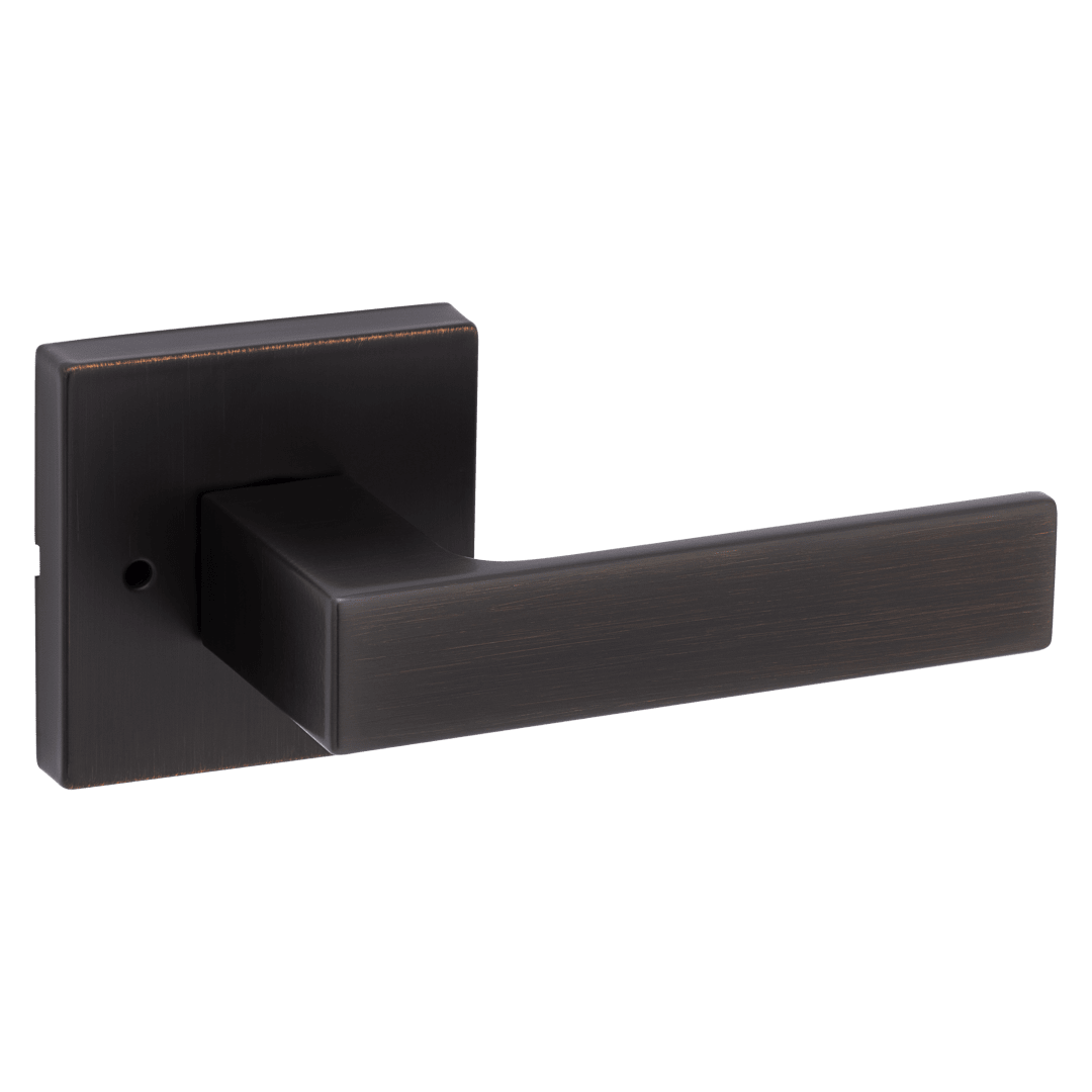 Singapore Bed/Bath Door Lever in Venetian Bronze with Square Rosette