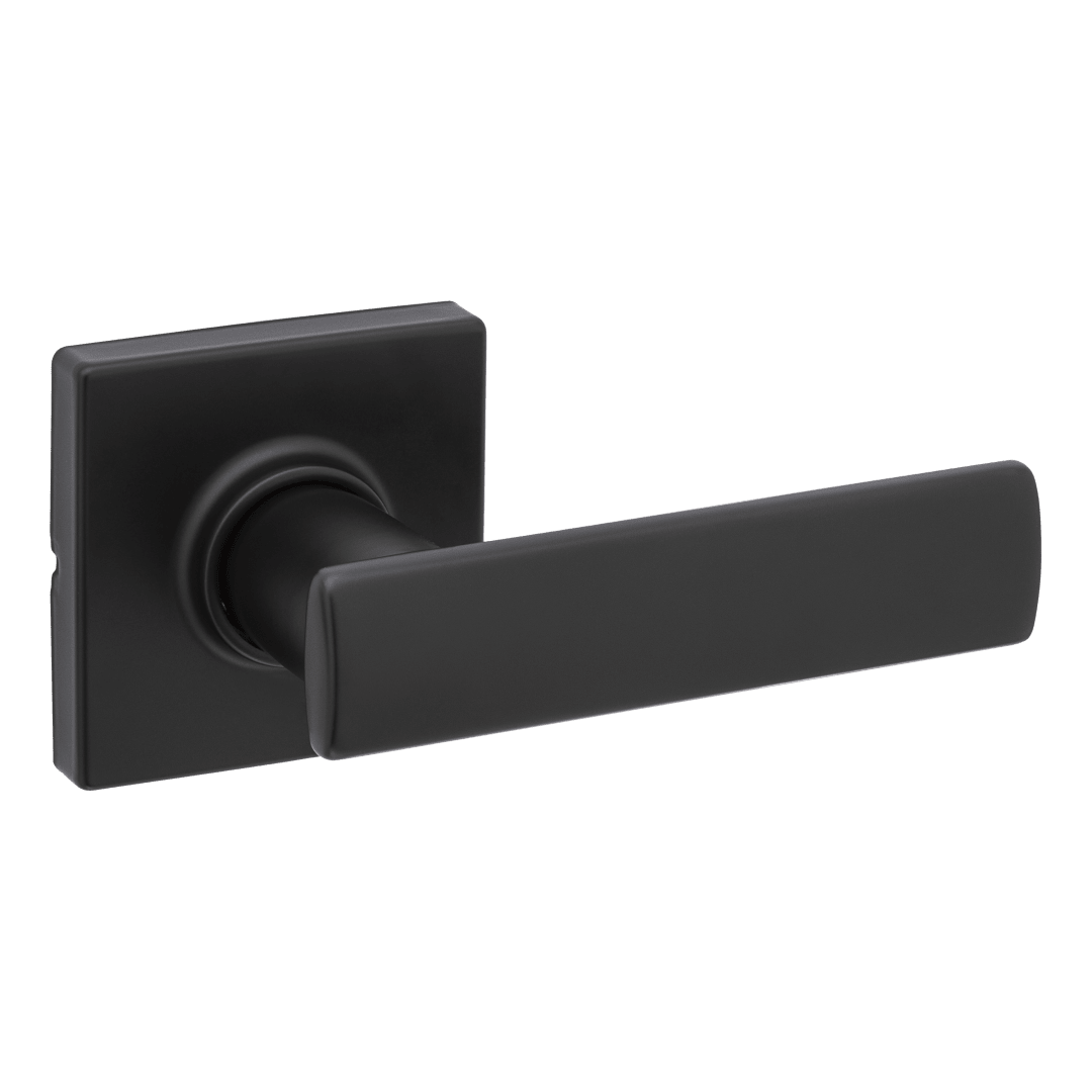 Breton Square Hall/Closet Lever featuring Microban in Matte Black (10-Pack)