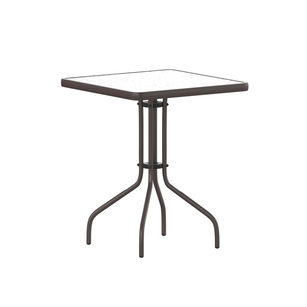 Barker 23.5'' Bronze Square Tempered Glass Metal Table