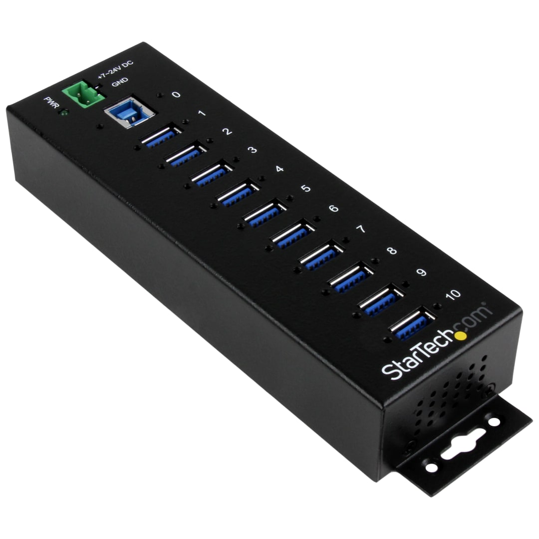 10-Port Industrial USB 5Gbps Hub - ESD Protection