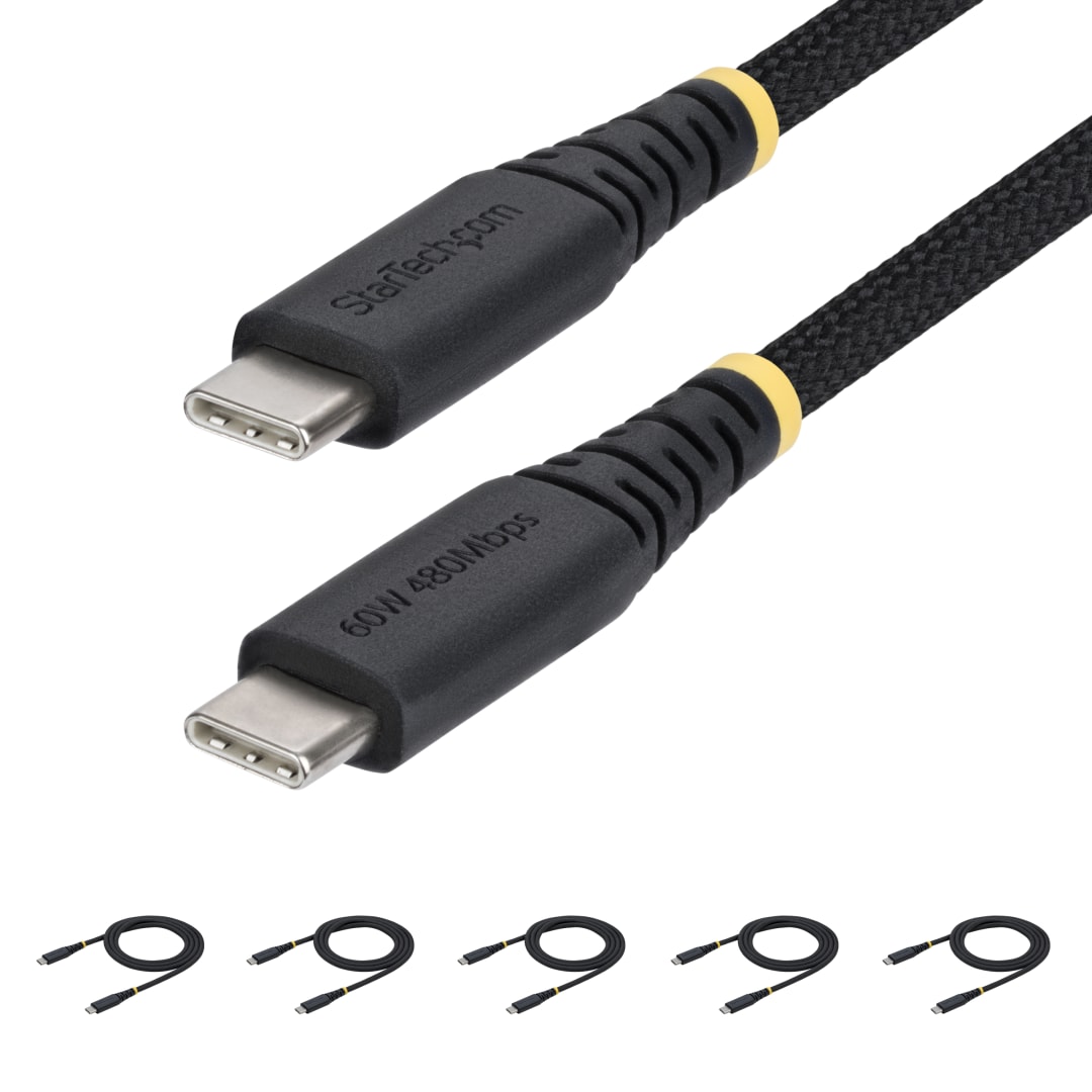 USB C to C M M Cable USB 2 0 60W Braided 3ft Black