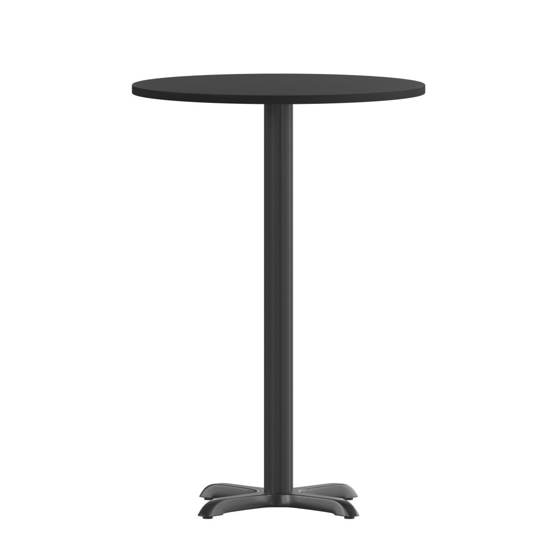 Stiles 36'' Round Black Laminate Table Top with 30'' x 30'' Bar Height Table Base