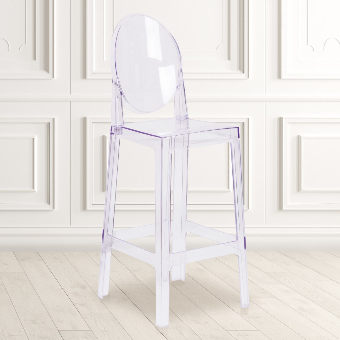 Revna 4 Pack Revna Ghost Barstool with Oval Back in Revna Transparent Crystal