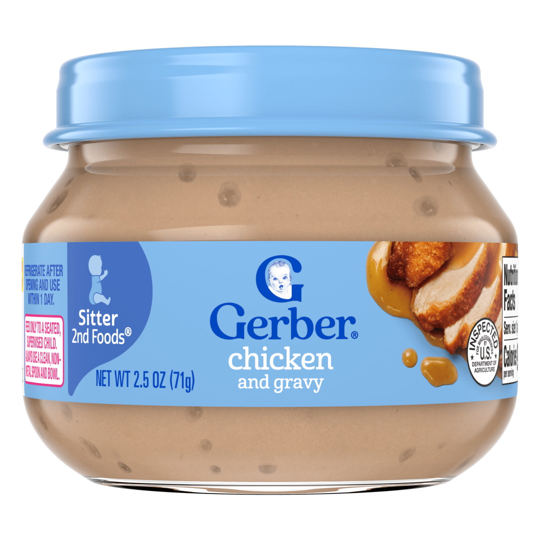 Gerber Stage 2, Chicken and Gravy Jar, Baby Food, Mealtime Poultry Puree