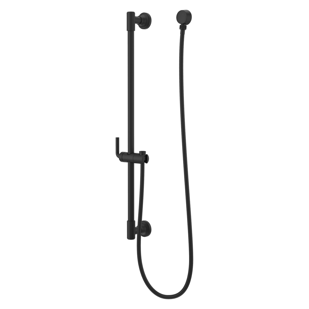 Modern Round 30 in. Slide Bar with 60 in. Hose in Matte Black