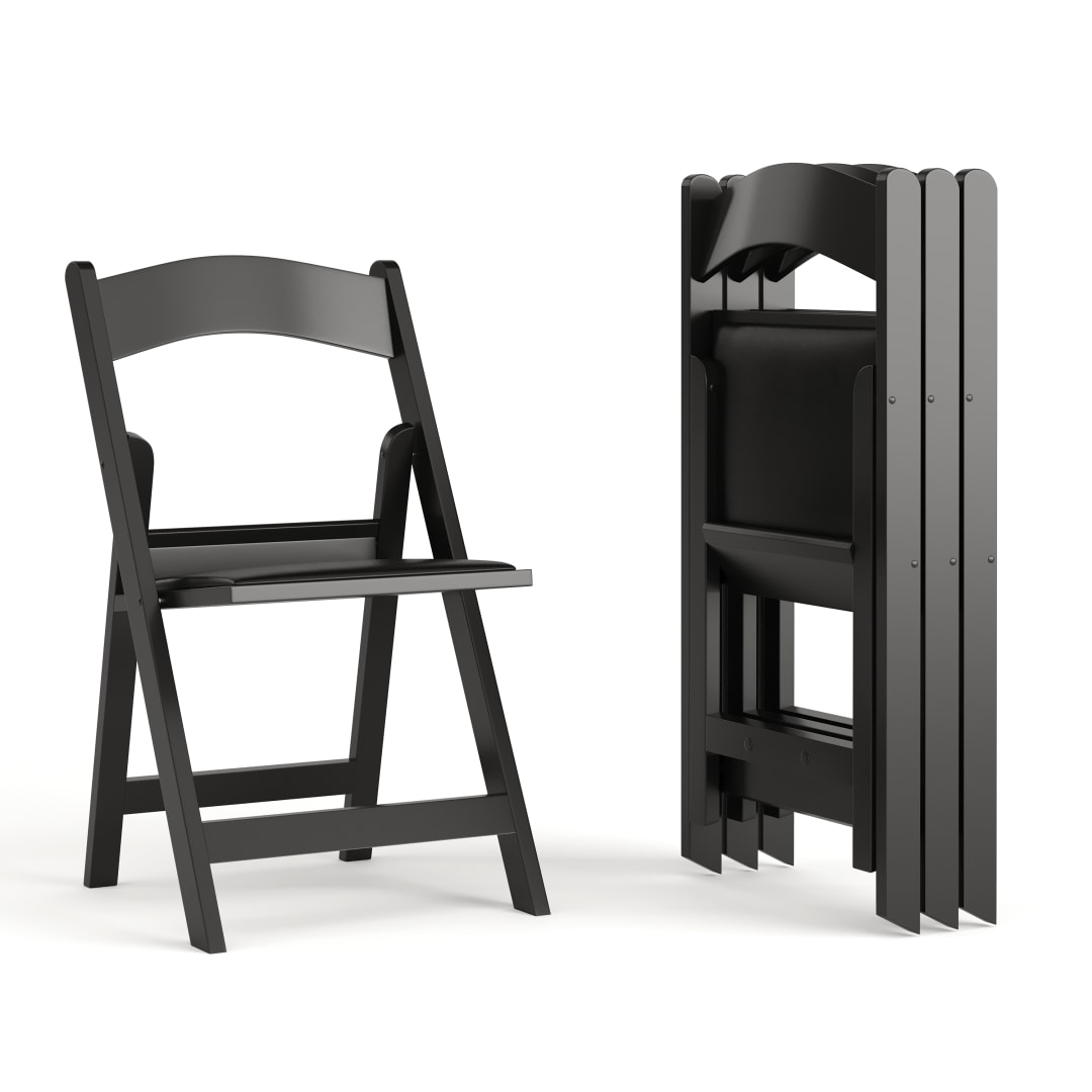 Hercules Folding Chair - Black Resin - 4 Pack 800LB Weight Capacity Comfortable Event Chair - Light Weight Folding Chair