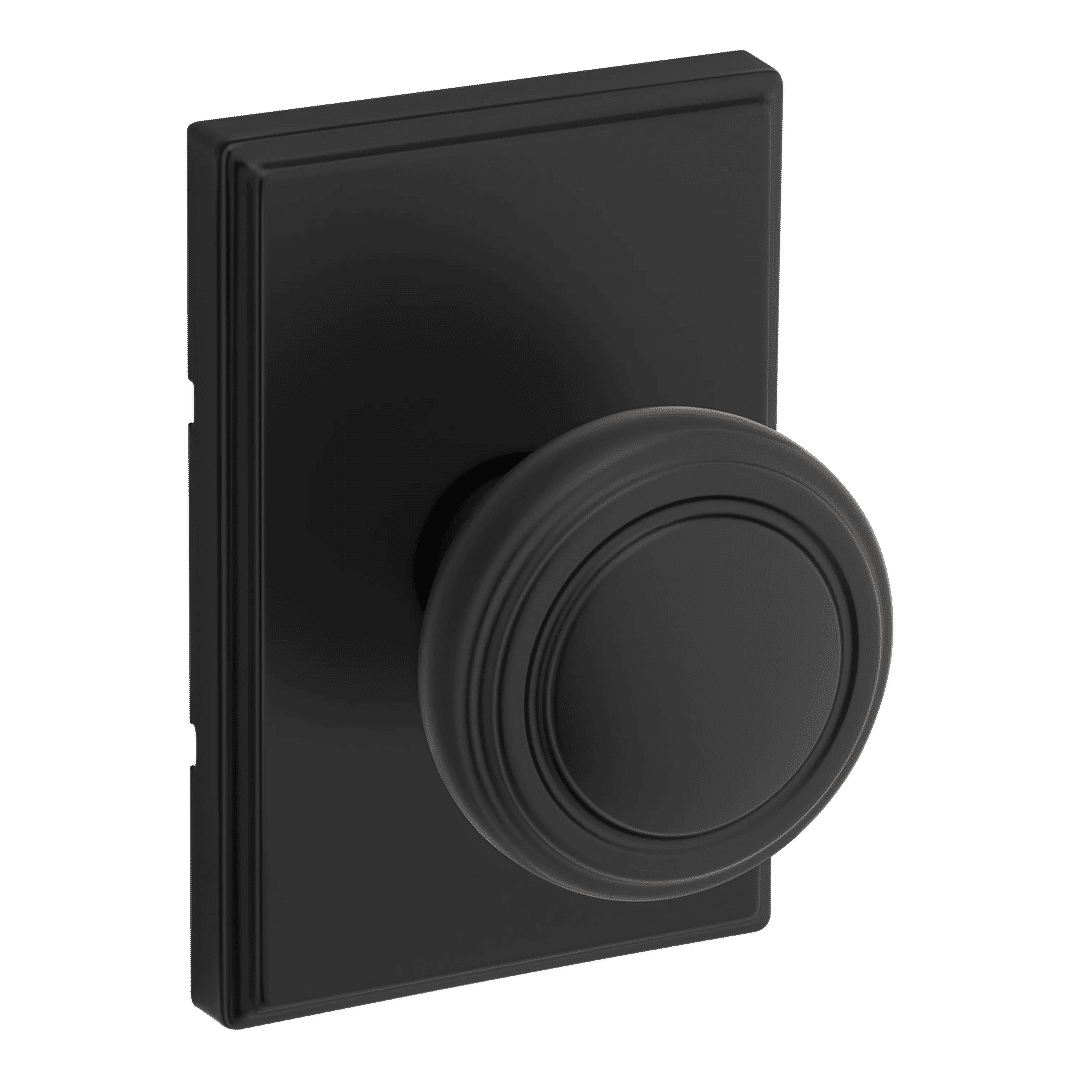 Henrik Hall/Closet Doorknob with Rectangle Rosette in Matte Black