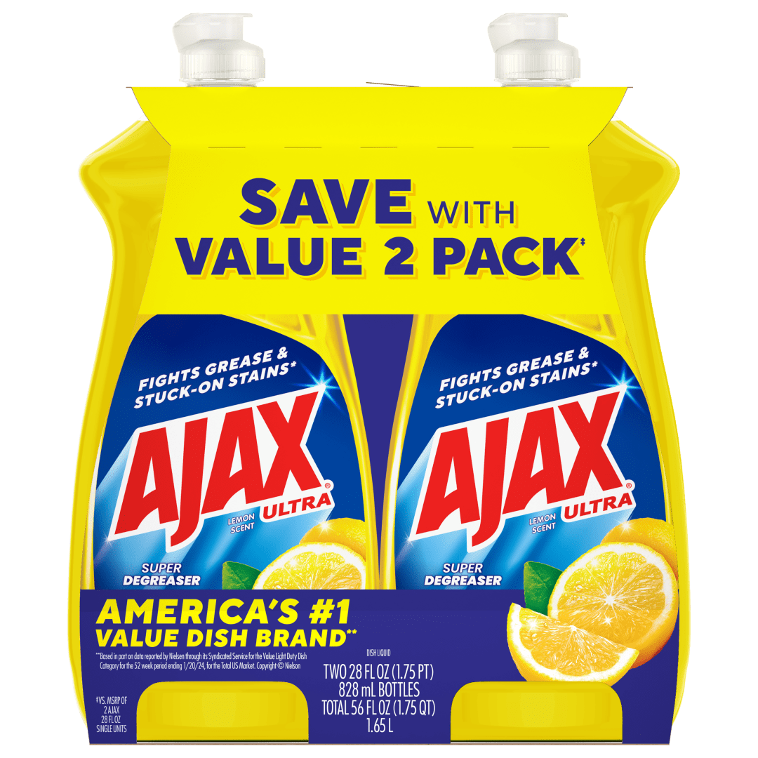 Ajax Ultra Super Degreaser Liquid Dish Soap, Lemon Scent - 28 Fluid Ounce, 2Pk