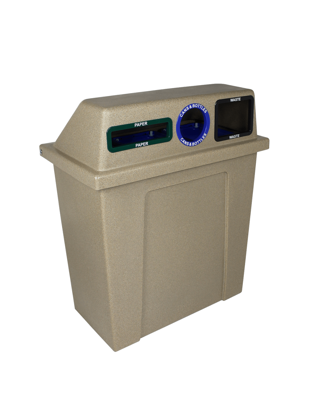 SUPER SORTER - Triple - Kit - Hd - Cans & Bottles-Paper-Waste - Circle-Slot-Full - Sandstone