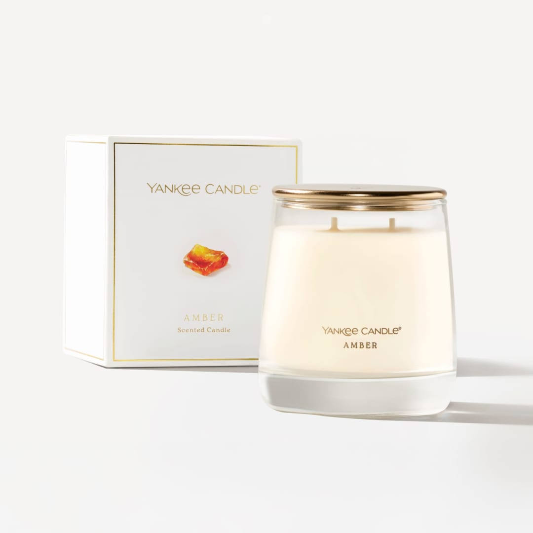 Yankee Candle Amber, 12 oz Premium Medium Jar Candle with up to 60 Hour Burn Time