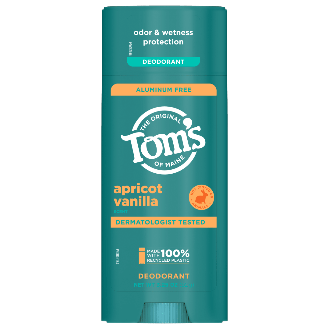Tom’s of Maine Apricot Vanilla Natural Deodorant for Women and Men, Aluminum Free, 3.25 oz