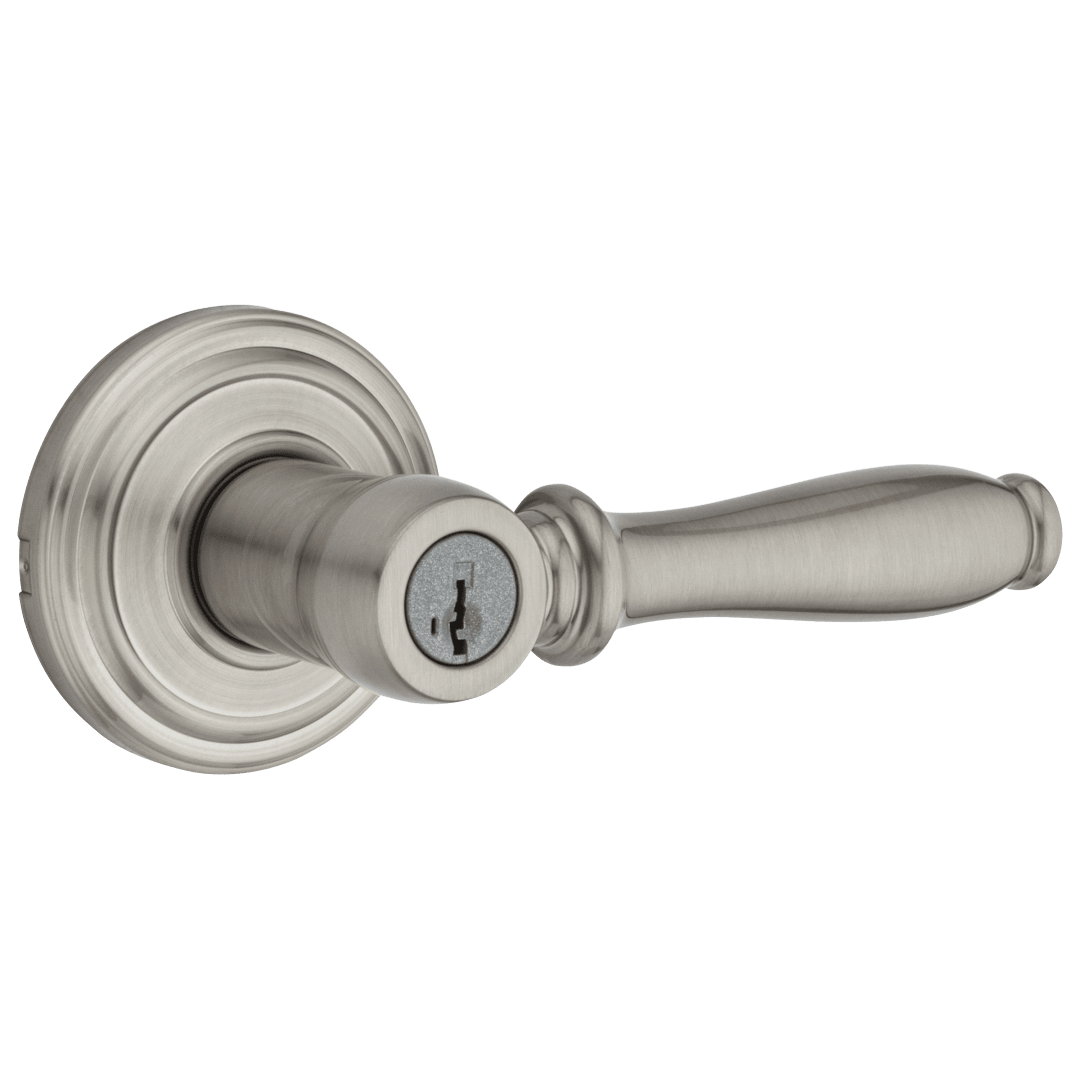 Ashfield Keyed Entry Lever featuring SmartKey Security™ in Satin Nickel