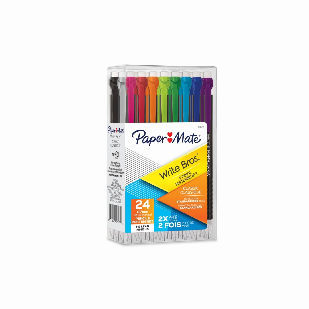Paper Mate® Mechanical Pencils, Write Bros. Classic #2 Pencil, Great for Standardized Testing, 0.7mm, 24 Count