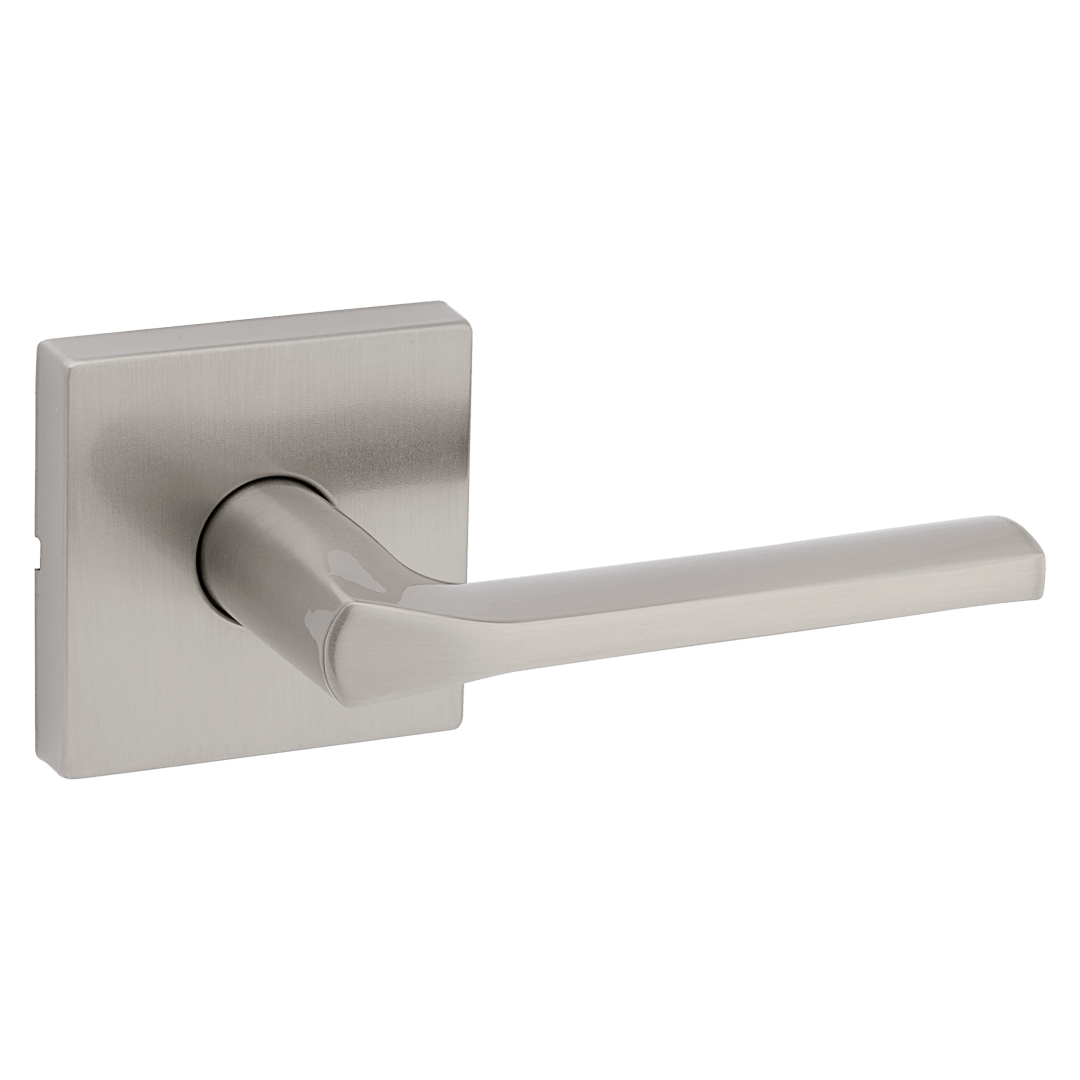Lisbon Hall/Closet Lever w/ Square Rose in Satin Nickel