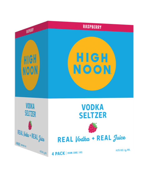 High Noon Raspberry Vodka Hard Seltzer 355ml Can 4 Pack