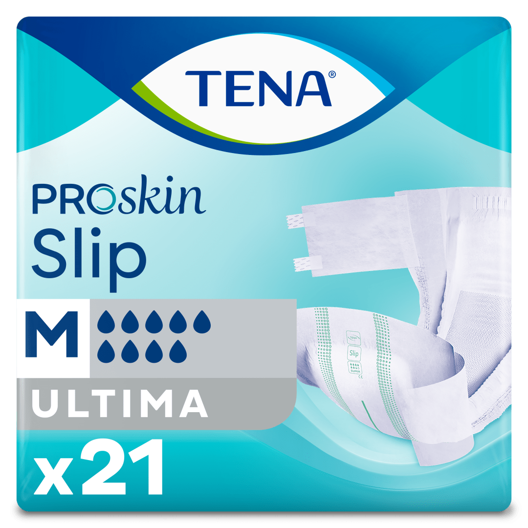 TENA ProSkin Slip Ultima – Incontinence Briefs for Very Heavy Leakage, Adjustable Tabs, Dermatologically Tested - Medium, Pack of 21