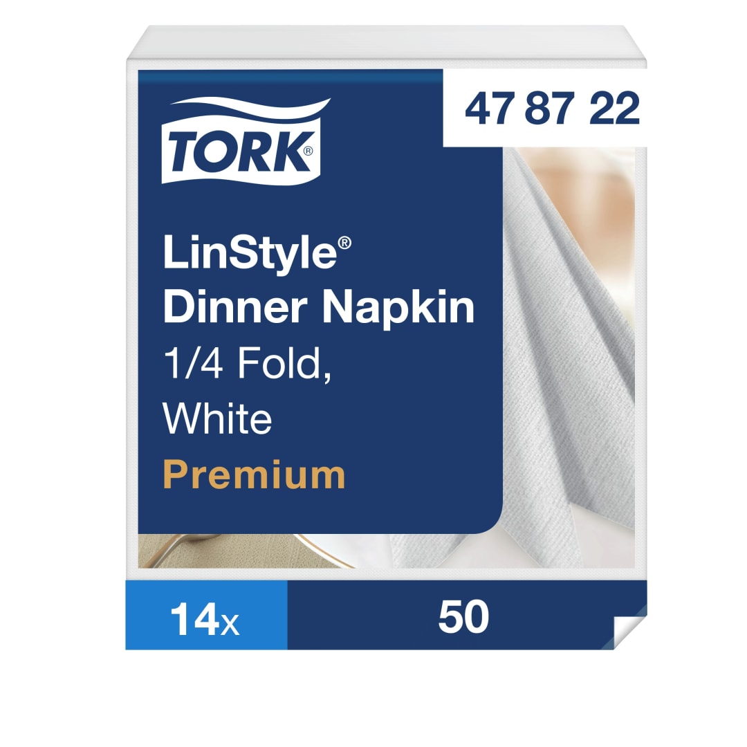 Tork LinStyle® White Dinner Napkin 4F Industrially Compostable