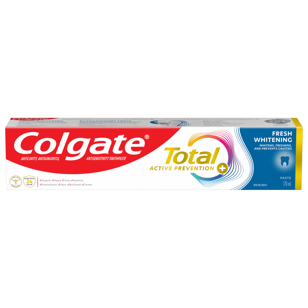 Colgate Total Active Prevention Plus Fresh Whitening Toothpaste, Mint Flavour, 170mL