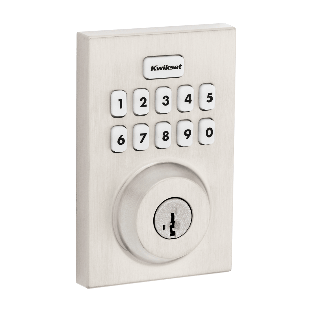Kwikset Powerbolt 250 10-Button Keypad Satin Nickel Contemporary Electronic Deadbolt Door Lock, Featuring Convenient Keyless Entry, Customizable User Codes and Auto-Locking