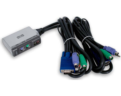 Mini 2 PC PS/2 Audio KVM Switch Integrated Cables