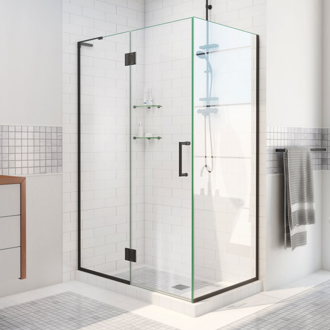 DreamLine Unidoor-X 36 3/8 inch W x 34 inch D x 72 inch H Frameless Hinged Shower Enclosure in Matte Black