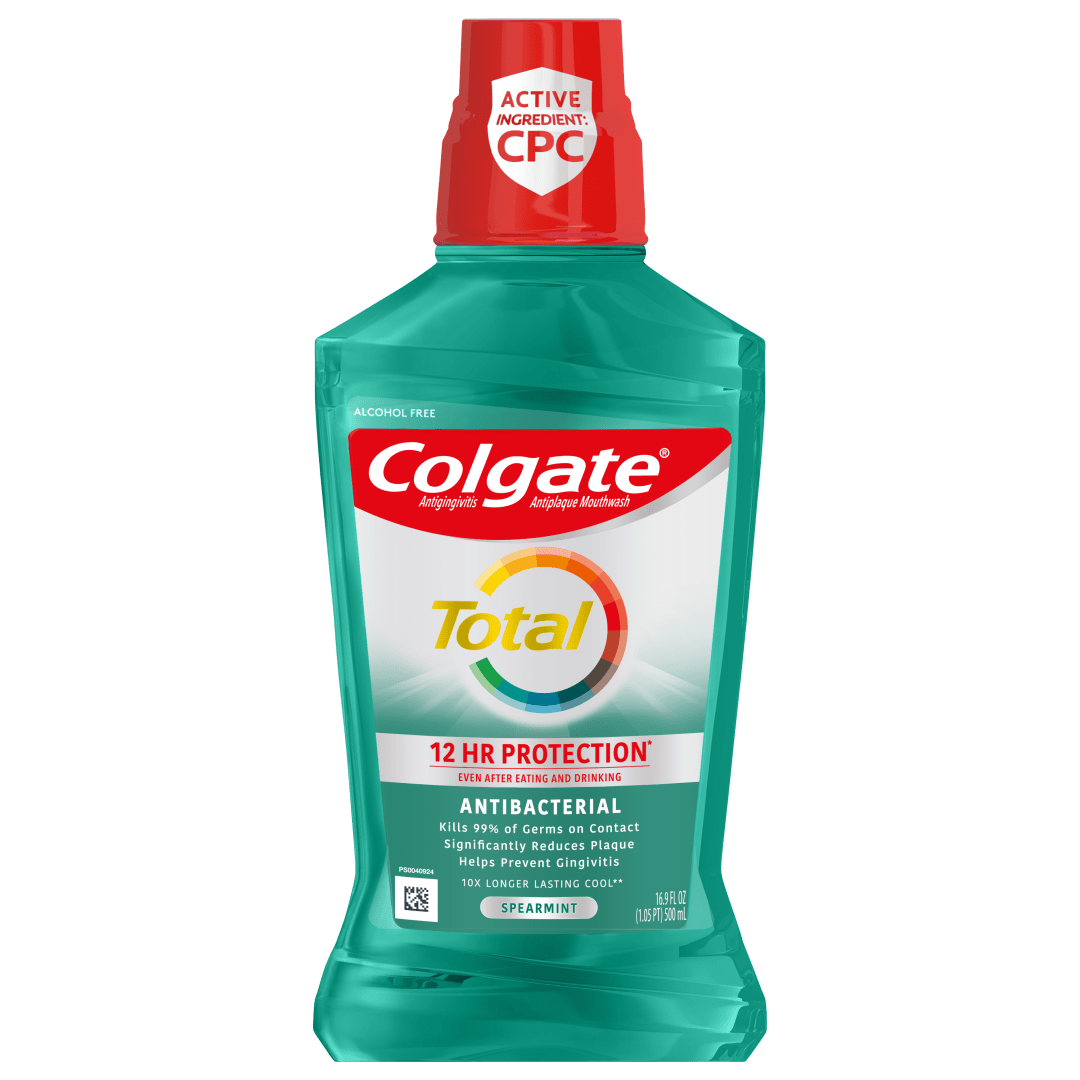 Colgate Total Pro-Shield Alcohol Free Mouthwash, Antibacterial Formula, Spearmint - 500 mL, 16.9 fl.oz. (6 Pack)